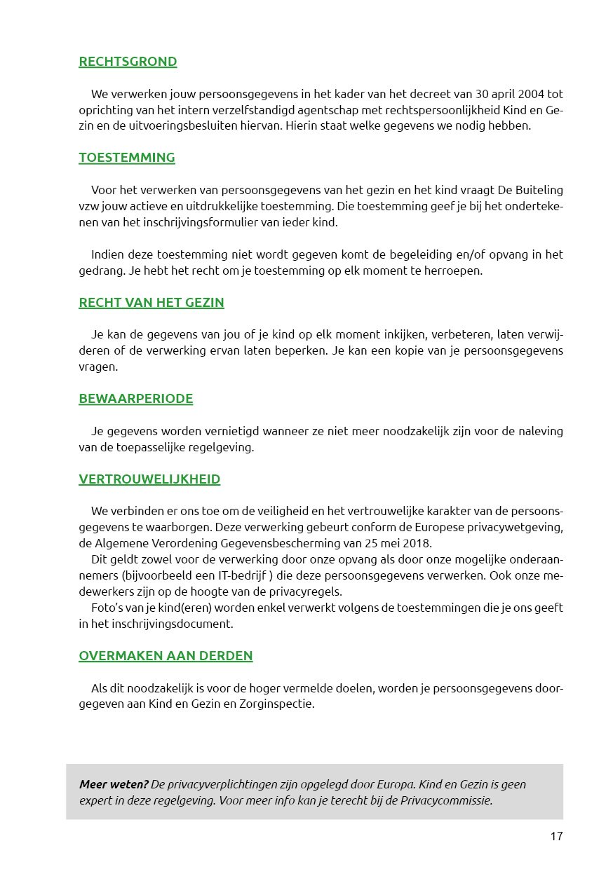 HUISHOUDELIJK REGLEMENT  De Buiteling vzw